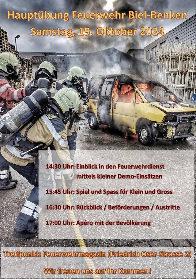 Einladung.jpg wir laden euch herzlich zur diesjährigen Hauptübung der Feuerwehr Biel-Benken ein!